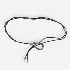 BRIGHTON Black Braided Leather Lasso Rope Sling Wrap Belt Adjustable 45" Medium